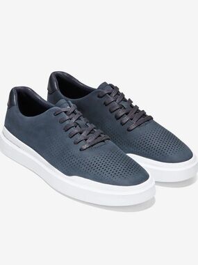 Cole Haan MENS GrandPro Rally Laser Cut Leather Sneakers Navy Blue Size 11